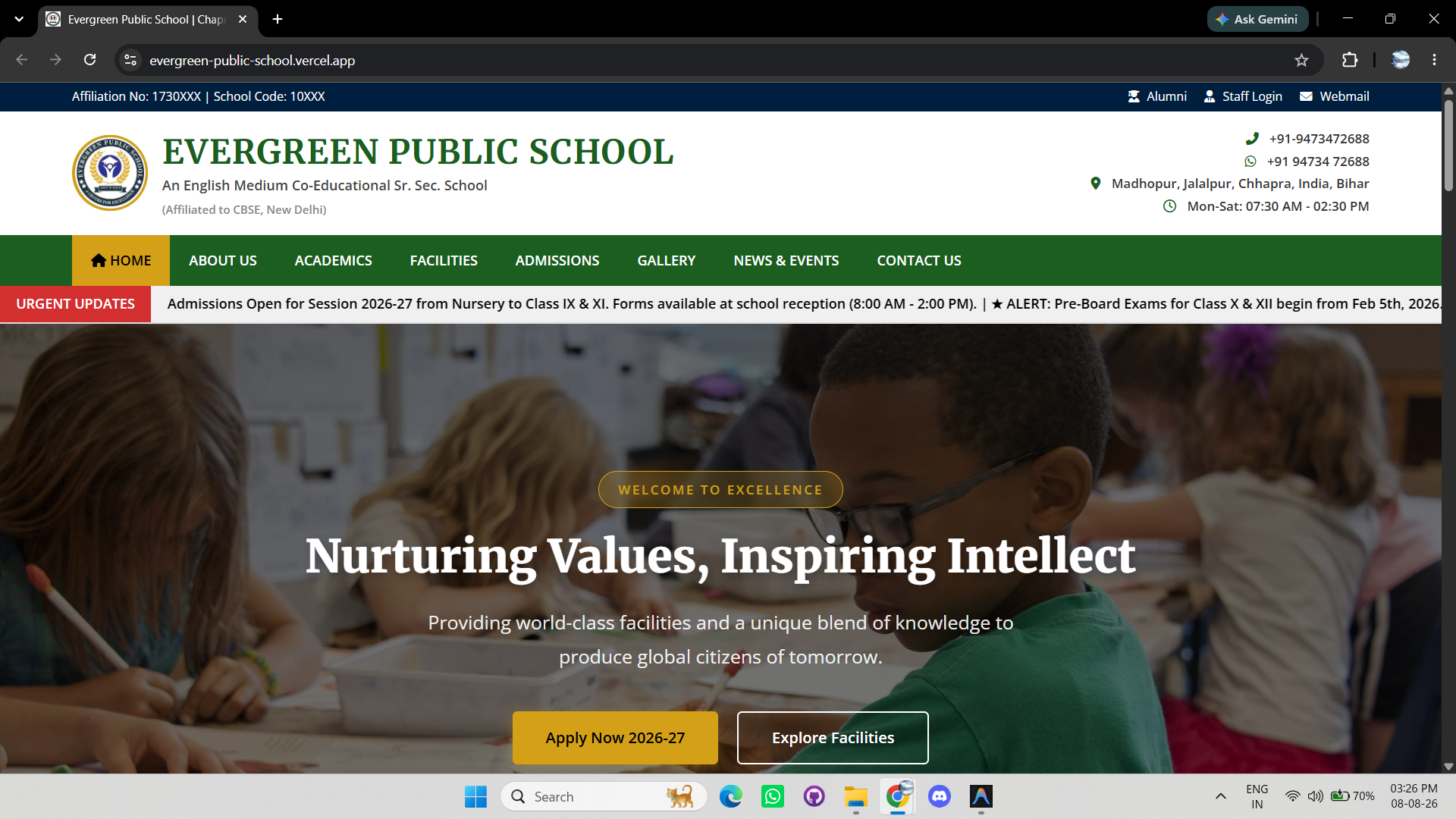 Evergreen School Website